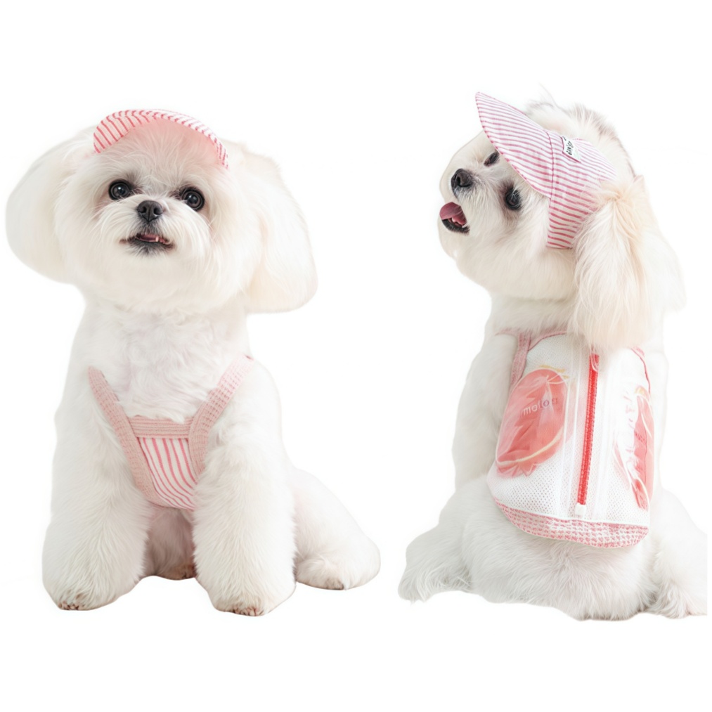 Pet Striped Summer Medical Uniform Recovery Suit with Matching Cap